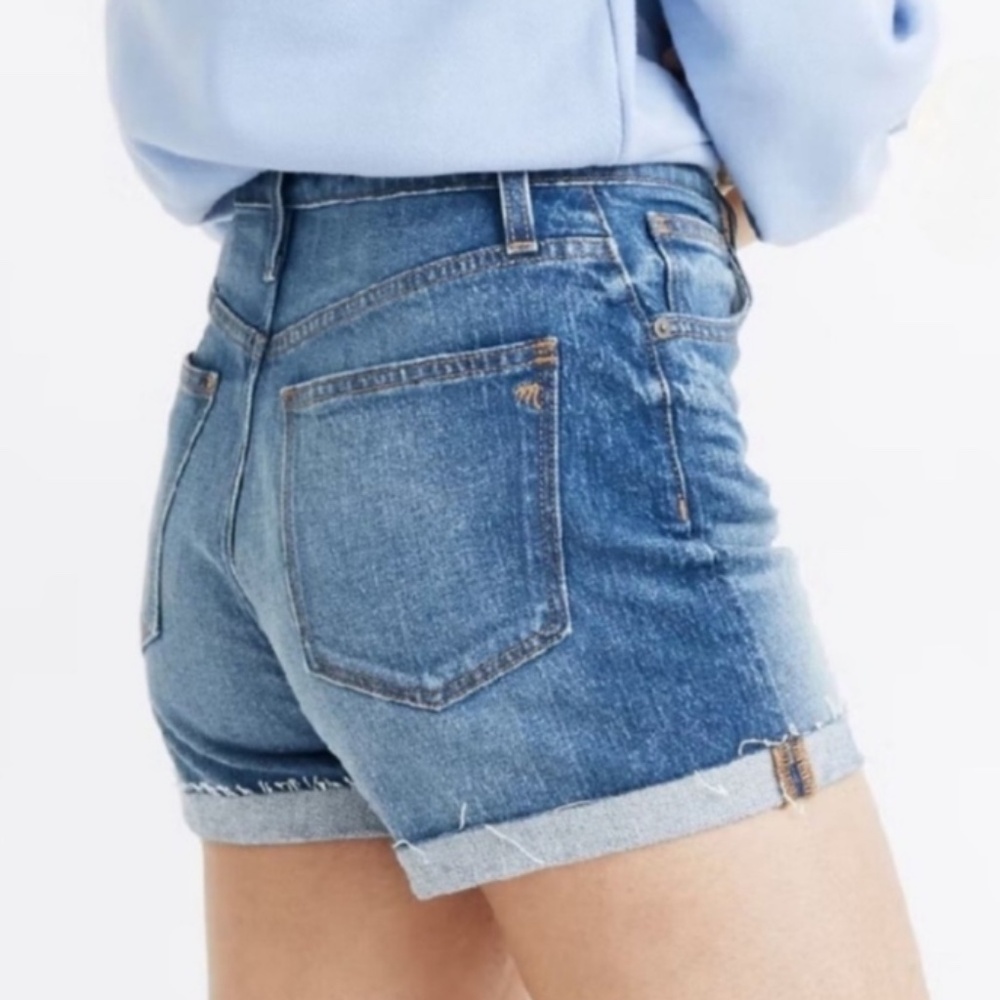 Madewell High-Rise Denim Shorts Button-Fly Raw Hem Burke Wash Women's 27